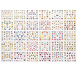Nagelkunst Aufkleber Abziehbilder, selbstklebend, für Nagelspitzen Dekorationen, Schmetterlingsmuster, Mischfarbe, 63x53 mm, 30 Blatt / Satz