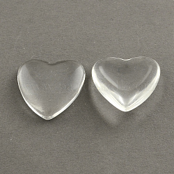 Cabochons cardiaques de verre transparent, clair, 12x12x4~4.5mm