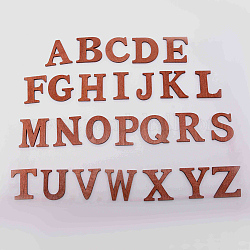 Grandi lettere in legno naturale per natale, decorazioni per feste a casa, con nastri biadesivi, alfabeto, lettera a ~ z, sella marrone, 44.5x24.5~47x4mm, 26 pc / set