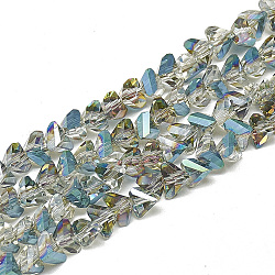 Chapelets de perles en verre électroplaqué, triangle facettes, turquoise foncé, 6x5x4mm, Trou: 1.2mm, Environ 100 pcs/chapelet, 12.99 pouce