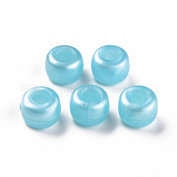 Perles en plastique nacrées, baril, lumière bleu ciel, 9x6mm, trou: 3.5 mm, environ 1900 pcs / 500 g.