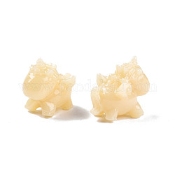 Perles de résine opaques, jade d'imitation, licorne, amande blanchie, 18x23x14.5mm, Trou: 1.5mm