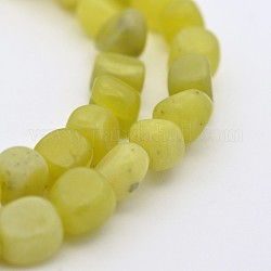 Chapelets de perles en jade citron naturel, pépites, 5~7mm, Trou: 5~7mm, environ 1 pouce