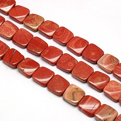 Natürliche rote Jaspis Twist Quadrat Perlen Stränge, flache Scheibenperlen, 16x16x6 mm, Bohrung: 1 mm, ca. 24 Stk. / Strang, 15.74 Zoll
