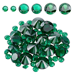 AHANDMAKER 70Pcs Diamond Shaped Cubic Zirconia Pointed Back Cabochons, Faceted, Green, 5~12mm