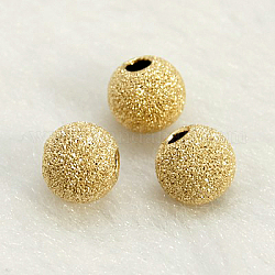 Perlas texturadas rellenas de oro amarillo, 1/20 14k de oro lleno, Sin cadmio y níque y plomo, redondo, 6mm, agujero: 1 mm