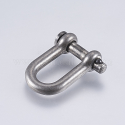 304 fibbia ad anello a D in acciaio inossidabile, argento antico, 21x26x8mm, Foro: 4 mm