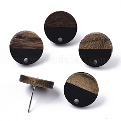 Fornituras de resina y madera de nogal, con 304 perno de acero inoxidable, plano y redondo, negro, 15mm, agujero: 1.8 mm, pin: 0.7 mm