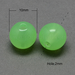 Imitation Jade Acrylic Beads, Round, Lime Green, 10mm, Hole: 2mm, about 833pcs/500g