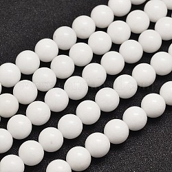 Chapelets de perles en jade de malaisie naturelle, teints et chauffée, ronde, blanc, 10mm, Trou: 1.0mm, Environ 38 pcs/chapelet, 15 pouce
