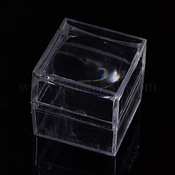 Scatole di lente d'ingrandimento per visore ad anello in plastica trasparente, cubi di lente d'ingrandimento per monete, gioielli, pietre, esemplari, chiaro, 40x40x38mm, formato interno: 35x35 mm