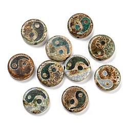 Cuentas de yin-yang de ágata natural, teñido y climatizada, taiji, verde, 30x8.5mm, agujero: 3 mm