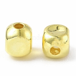 Abalorios de latón, cubo, real 18k chapado en oro, 2x2x2mm, agujero: 0.6 mm