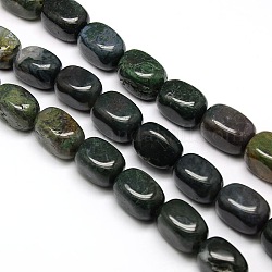 Natural Moss Agate Cuboid Beads Strands, 18x13x13mm, Hole: 1mm, about 22pcs/strand, 15.74 inch