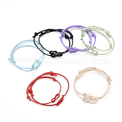 Ensembles de bracelets réglables en cordon de polyester ciré coréen, couleur mixte, diamètre intérieur: 2-1/4~3-1/2 pouce (5.6~8.9 cm), 2 pièces / kit