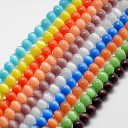 Cat Eye Beads, Round, Mixed Color, 12mm, Hole: 1.5mm, about 32pcs/strand, 14.5 inch