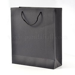 Rettangolari sacchetti di carta kraft, sacchetti regalo, buste della spesa, con manici in corda di nylon, nero, 20x15x6cm