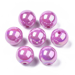 Opaque Acrylic Beads, AB Color Plated, Round, Orchid, 16x15mm, Hole: 2.8mm, about 220pcs/500g