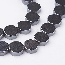 Non magnetici perle ematite sintetico fili, ottagono, 8x3mm, Foro: 1 mm, circa 52pcs/filo, 15.7 pollice (40 cm)