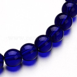 Glas runde Perle Stränge, Blau, 4 mm, Bohrung: 1 mm, ca. 75~80 Stk. / Strang, 11 Zoll