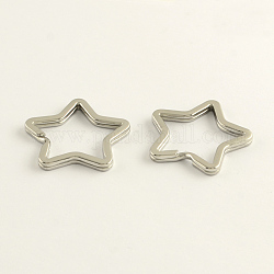 304 Stainless Steel Key Clasps, Star, Stainless Steel Color, 33x35x3mm