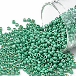Toho perles de rocaille rondes, Perles de rocaille japonais, (pf561f) permafinish sarcelle aqua métallisé mat, 11/0, 2.2mm, Trou: 0.8mm, environ 1110 pcs/10 g