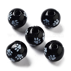 Perline di legno a tema cane, zampa del cane, nero, 15.5x14.5mm, Foro: 4 mm