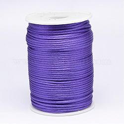 Cordon de polyester, cordon de rattail satiné, pour la fabrication de bijoux en perles, nouage chinois, support violet, 2mm, environ 100 yards / rouleau
