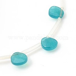 Natural Agate Beads Strands, Dyed, Faceted, Teardrop, Medium Turquoise, 7x7x3mm, Hole: 1mm