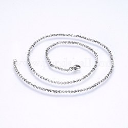 304 из нержавеющей стали кабель цепи ожерелья, цвет нержавеющей стали, 17.71 дюйм (45 см), 2 мм