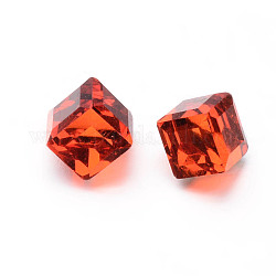 Cubos de cristal facetados del cubo, rojo naranja, 8x8x8mm