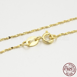 Collares de cadena de plata esterlina, con cierres de anillo de resorte, cadena fina, dorado, 18 pulgada, 0.8mm