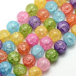 Synthetic Crackle Quartz Round Beads Strands, Dyed & Heated, Mixed Color, 10mm, about 43pcs/strand, 16.14 inch