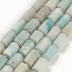 Brins de perles d'amazonite de fleurs naturelles, avec des perles de rocaille, facette, colonne, 5.5~7.5mm, Trou: 0.7mm, Environ 26~33 pcs/chapelet, 15.67''~16.46'' (39.8~41.8 cm)