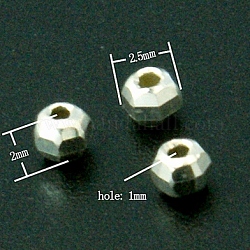 Стерлингового серебра Шарики прокладки, граненые, круглые, Размер : диаметром около 2.5 мм , толстый 2 мм , отверстие : 1 мм