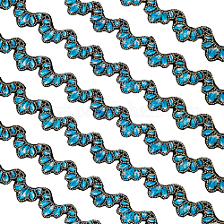 Benecreat 4.5 ярд с вышивкой в этническом стиле и волнистой каймой, Лента с синим рисунком перьев по краю шириной 1-3/4 дюйм для шитья одежды, украшение для штор, абажура, толстый 2 мм 