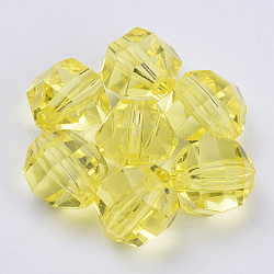 Perline acrilico trasparente, sfaccettato, tondo, giallo, 8x7mm, Foro: 1.5 mm, circa 1920pcs/500g