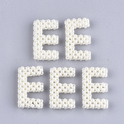 Handmade ABS Plastic Imitation Pearl Woven Beads, Letter, Letter.E, 32.5~33x20x7~8mm