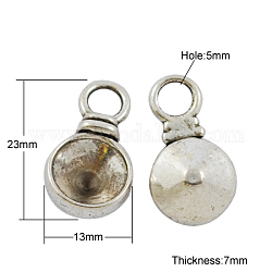 Tibetan Style Pendant Rhinestone Settings,  Lead Free, Cone, Antique Silver, 23x13x7mm, Hole: 5mm, Fit for 12mm Rhinestone