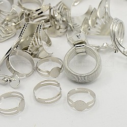 Mixed Iron Ring Components, Mixed Shapes, Platinum, 12~21mm, Tray: 3~25mm