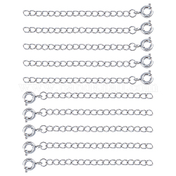 Extensor de cadena de bordillo de acero inoxidable dicosmetic 20 Uds 304, cadenas de extremo, con cierre de anillo de primavera, color acero inoxidable, 62x3mm