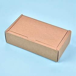 Scatola regalo di carta kraft, scatole pieghevoli, rettangolo, Burlywood, prodotto finito: 22x12x6.1 cm, dimensione interna: 20x10x6 cm, dimensioni spiegate: 40x50.2x0.03 cm e 31.6x31x0.03 cm