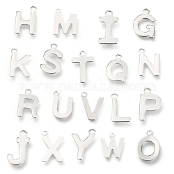 Breloques en 201 acier inoxydable, alphabet, lettres mixtes aléatoires, 12~12.6x6~10.1x0.5~0.7mm, Trou: 1.2~1.4mm