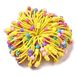 Bunte elastische Nylon-Haargummis für Mädchen und Kinder, mit Kunststoff-Perlen, Gelb, 2 mm, Innendurchmesser: 32 mm