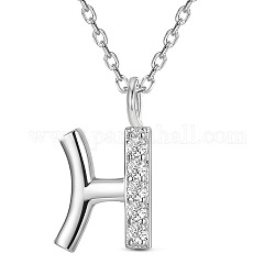 Ожерелья Shegrace с подвеской из стерлингового серебра 925 пробы с родиевым покрытием, с классом ааа кубического циркония и кабельными цепями, платина, letter.h, 15.74 дюйм (40 см)