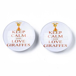 Glass Paper Snap Buttons, with Plastic & Iron Snap Caps, Garment Buttons, Flat Round with Animal, Giraffe Pattern, 35x13~14mm