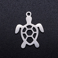 201 Stainless Steel Hollow Pendants, Turtle, Stainless Steel Color, 19x14x1mm, Hole: 1.5mm