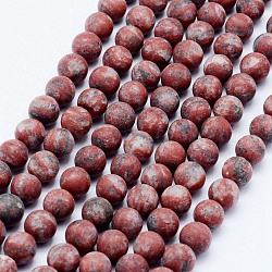 Natürliche Sesam Jaspis / Kiwi Jaspis Perlen Stränge, matt, Runde, 7.5~8 mm, Bohrung: 1 mm, ca. 48 Stk. / Strang, 14.9 Zoll (38 cm)