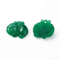 Myanmar natural jade / burmese jade colgantes, teñido, elefante, 19x20x6mm, agujero: 1.2 mm