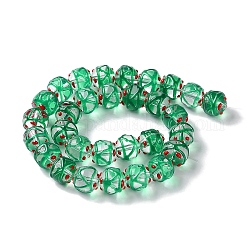 Filo di perle di vetro smaltato trasparente, tondo, verde mare medio, 12.5x11.5mm, Foro: 1.6 mm, circa 30pcs/filo, 13.78 pollice (35 cm)
